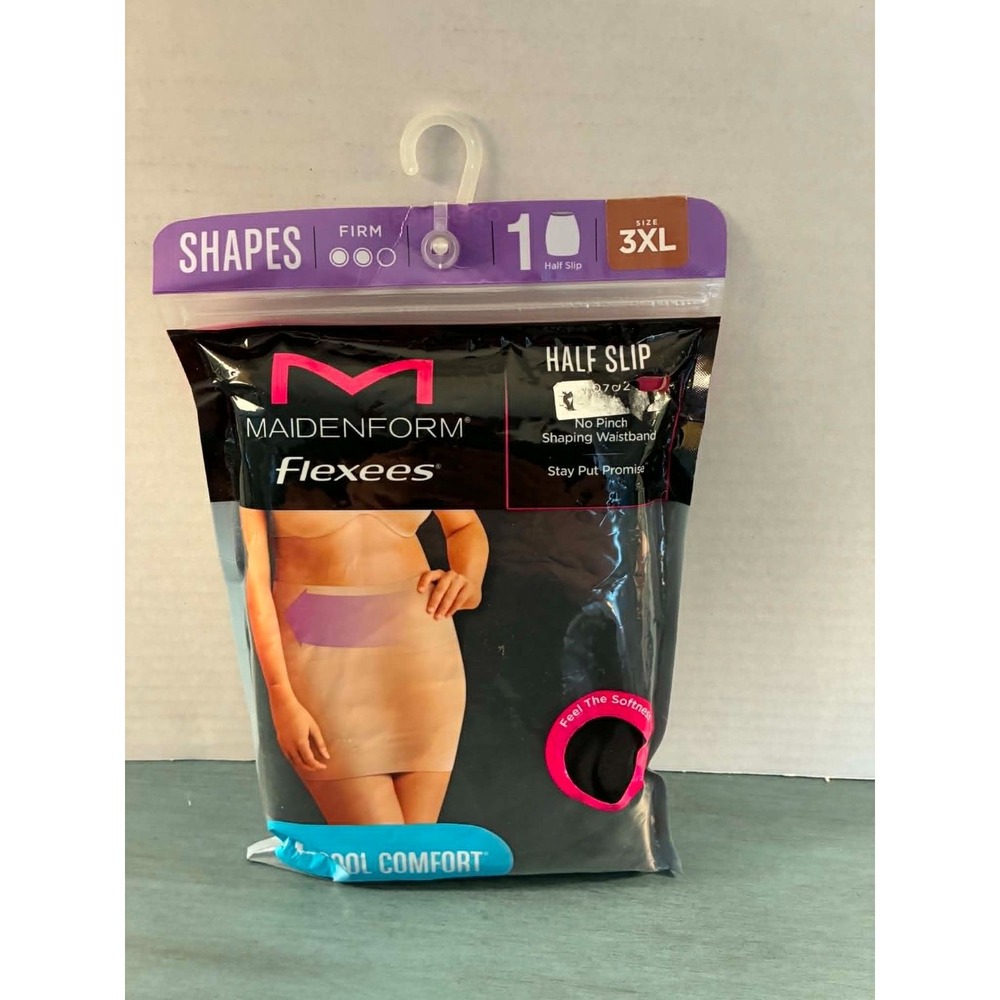 Maidenform Flexees Shapes Firm Control Half Slip Black 3XL 8122 Cool Comfort